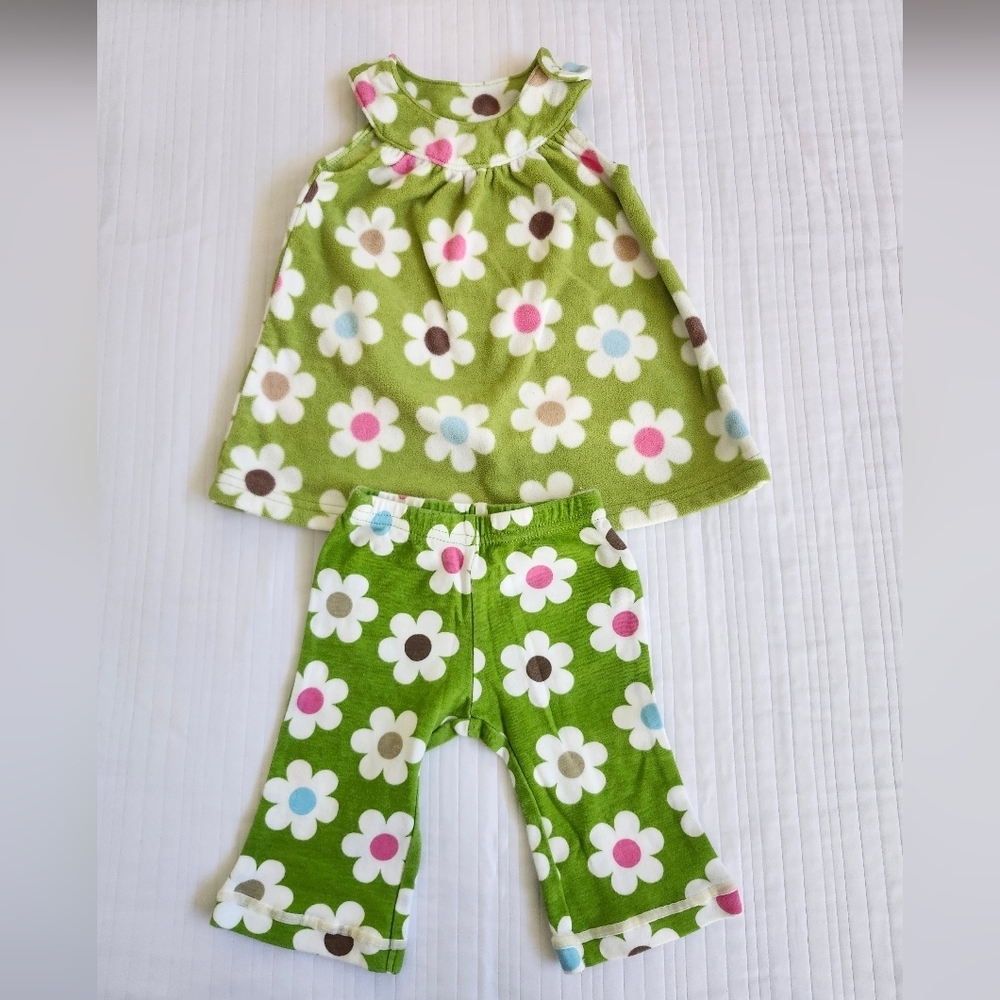 Carter's Green Floral Kids Dress and Pants Set